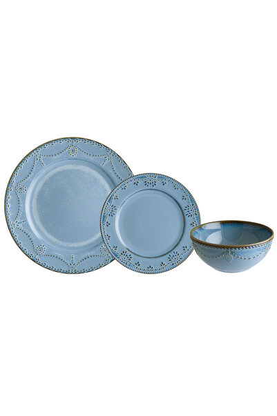 ChiChi HOME Sky Pearl Reaktif 6 Kişilik 18 Parça Porselen Yemek Seti