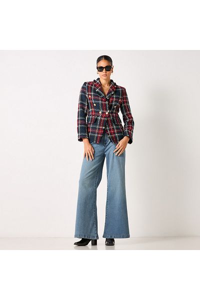 Lee Cooper Checked Blazer With Notch Lapel And Pockets