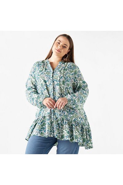 2Xtremz All-over Floral Print Tunic With Long Sleeves