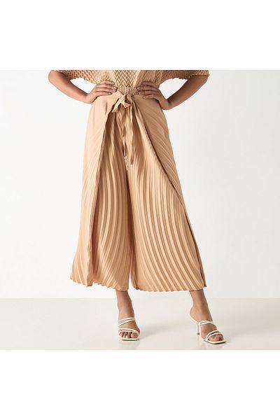 2Xtremz Textured Wide Leg Wrap Pants With Tie-ups