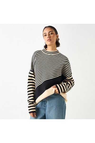 2Xtremz Striped Pullover With High Neck