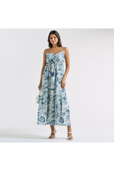 FAV All-over Floral Print Sleeveless Tiered Dress