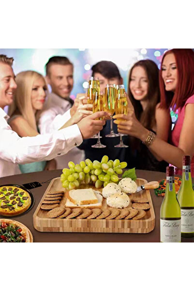 sharpdo Bamboo Cheese Board Cutter Set Slide-out Drawer Serving Platter Tray Cutting Board