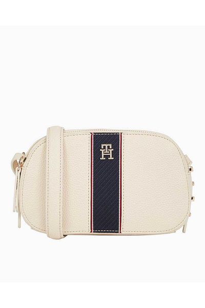 Tommy Hilfiger Női csíkos csíkos cipzáras belső zsebes ekrü válltáska AW0AW16898-AA8