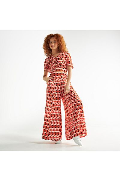 FAV All-over Print Wide Leg Pants With Semi-elasticated Waistband And Pockets