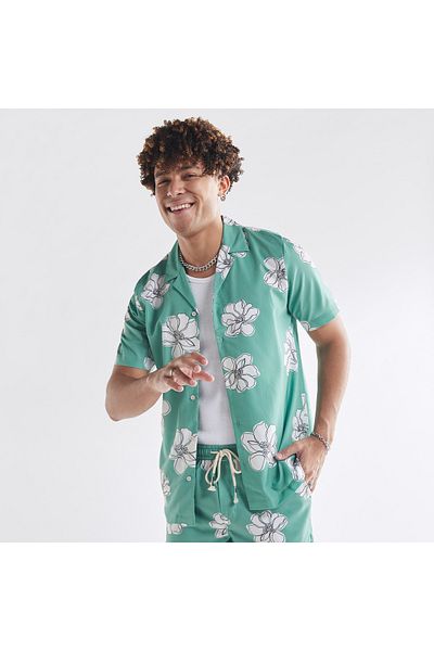 FAV All-over Floral Print Camp Collar Shirt With Short Sleeves