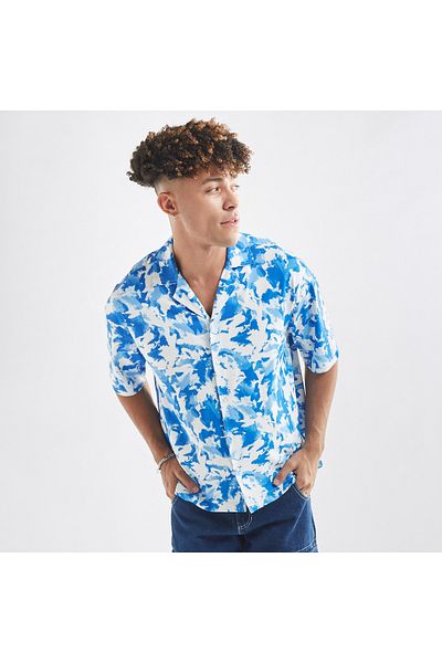FAV All-over Print Shirt With Camp Collar And Short Sleeves