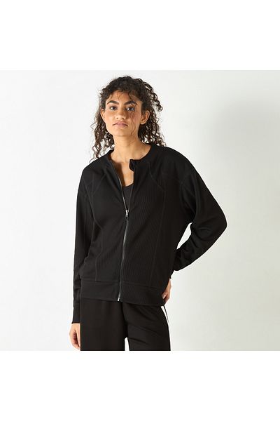 Kappa Ribbed Zip Through Jacket With Long Sleeves