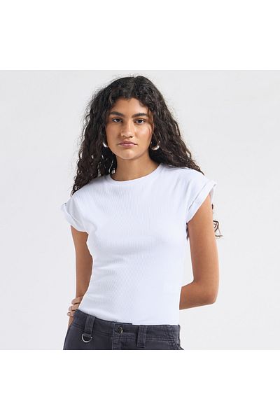 FAV Ribbed Crew Neck Bodysuit With Extended Sleeves