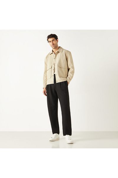Iconic Solid Shacket With Pockets And Long Sleeves