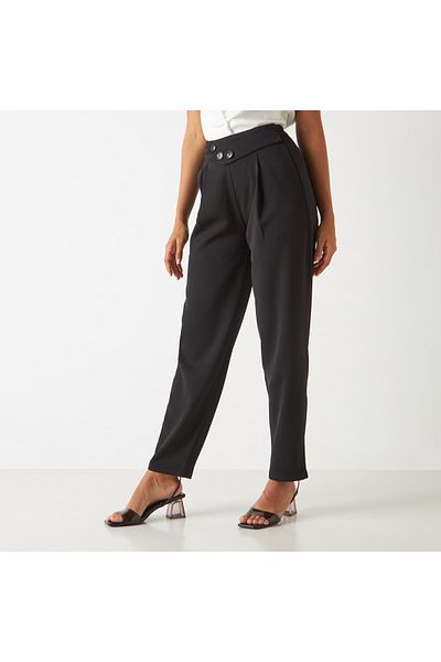 2Xtremz Tapered Trousers With Pleat Detail And Button Closure