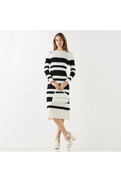 2Xtremz Striped A-line Dress With Long Sleeves