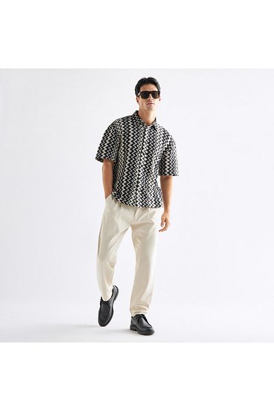 FAV Chevron Textured Shirt With Short Sleeves