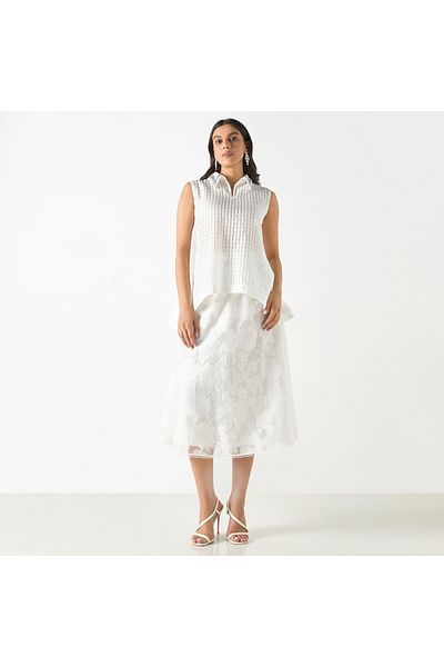 Iconic Embellished Sleeveless Asymmetric Top