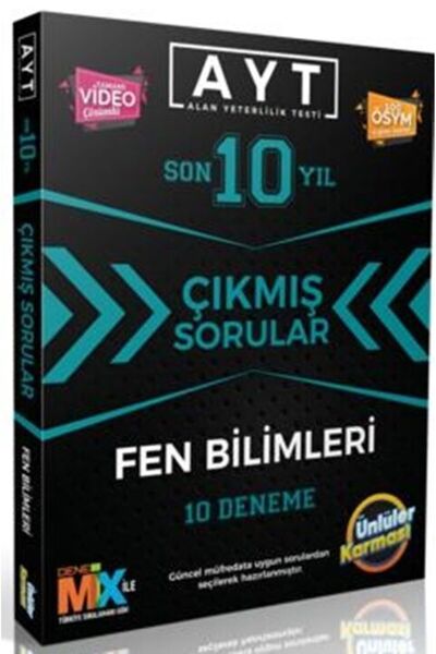 ünlüler yayınları Ünlüler Karması Ayt Fen Bilimleri Karması Tıpkı Basım 10 De...