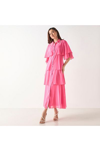 2Xtremz Ruffled Shirt Dress With Short Sleeves