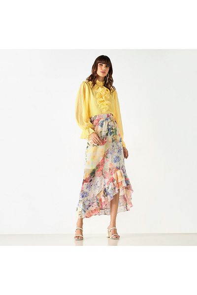 2Xtremz Ruffle Detail Top With High Neck And Bell Sleeves