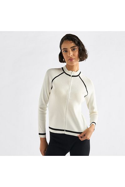 FAV Ribbed High Neck Jacket With Raglan Sleeves And Zip Closure