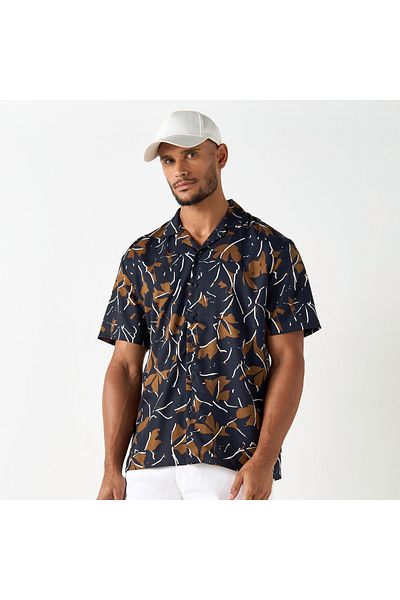 Iconic All-over Print Camp Collar Shirt With Short Sleeves