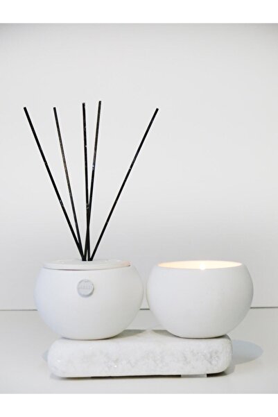 Missi Taştan Yasemin Sandal Ekru Oval Oda Kokusu Ve Vegan Mum Seti