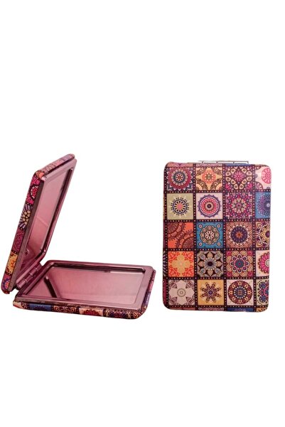 Sepette Herşey Lüx ve Özel Desenli Küçük Cep Makyaj Aynası 2'si 1 Arada