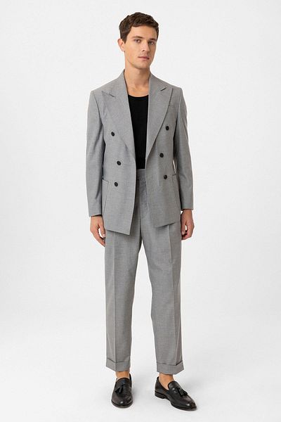 Antioch Gray Double Breasted Closure Italian Cut Men's Suit
