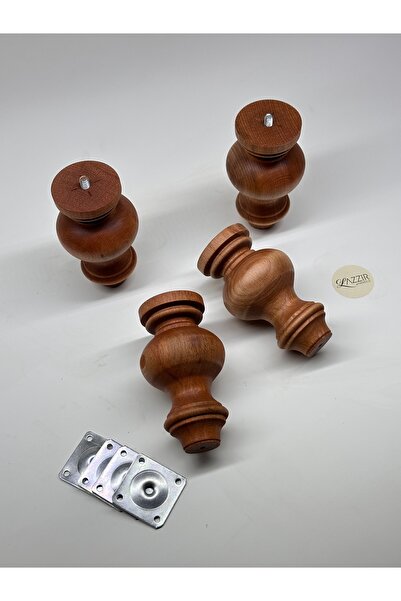 lazzir handle Picior din lemn tip bohemian (A34) (DIA-7,5..ALTEZA-13) Set de 4 picioare, inclusiv dispozitiv de montare