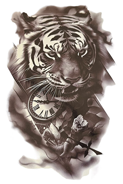 TAKIŞTIR Geçici Aslan Figürlü Büyük Boy Dövme Tattoo