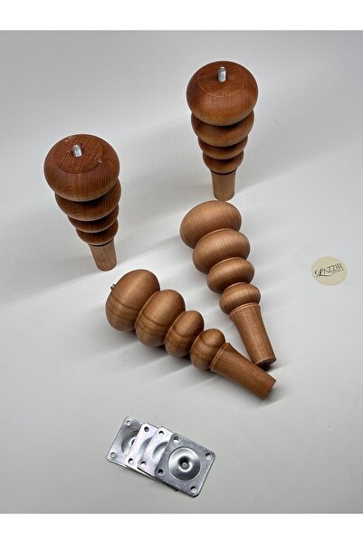 lazzir handle Picior din lemn boem (A18) (Diametru-7,5..Înălțime-19) Set de 4 picioare, inclusiv dispozitiv de montare