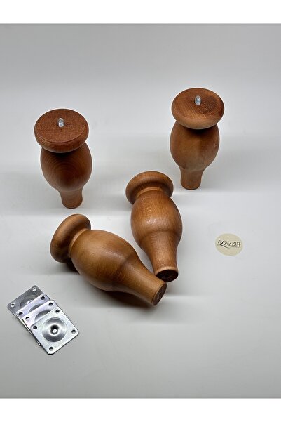 lazzir handle Picior lung din lemn boem (A11) (Diametru-7,5..Înălțime-16) Set de 4 picioare Include dispozitiv de montare