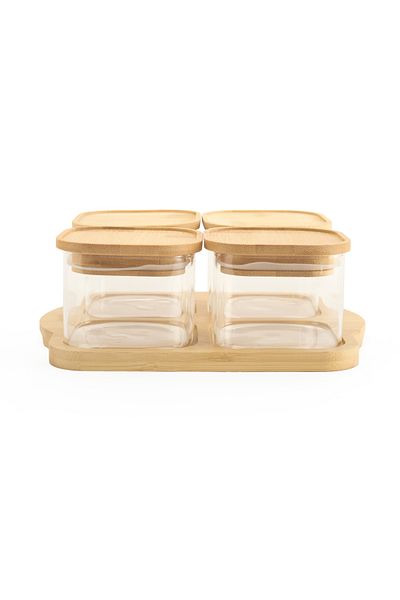 MİEN Mien 4-Piece Glass Breakfast - Transparent / Light Brown - 10X10 cm