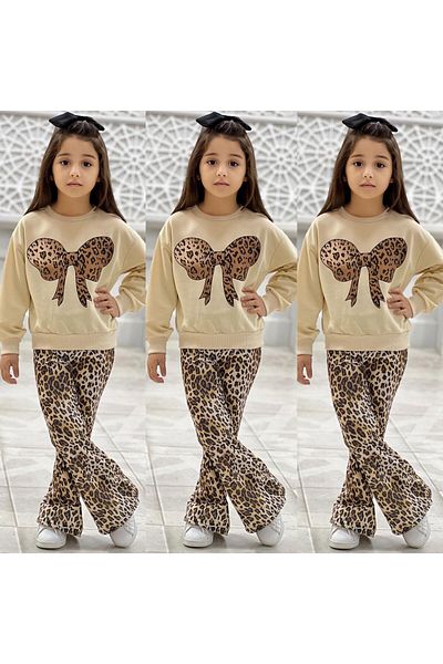 Yavrumsa Leopard Motif Bow Trousers Combination
