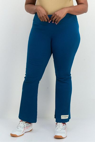The Giving Movement Women Regular Fit Ribbed Pull On Flare Pants, Teal