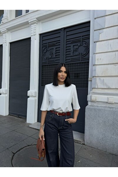 BE CHİC TRICOU LÂNGĂ TEXTURAT, ȚESĂTURĂ MODAL, CU MÂNECĂ SCURTĂ, GÂT DE BICICLETA, ML4300