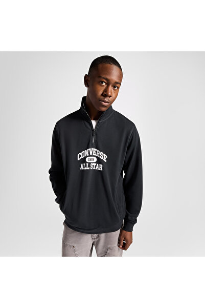 Converse Classic Sport Yarım Fermuarlı Erkek Siyah Sweatshirt