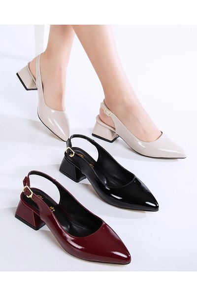 ich1one Pantofi clasici Angele din piele lăcuită pentru femei cu toc - eleganti și confortabili pentru utilizare zilnică și specială