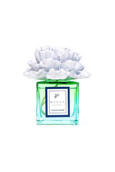 Missi 220 ml Degrade Mavi Şişe Çiçek Seramik Taşlı Yasemin Sandal Oda Kokusu