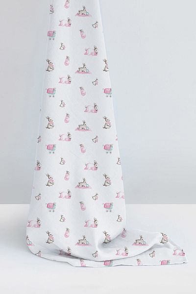 DEUX LAPINS 100% Cotton Muslin Baby Blanket - 100X100Cm Lapin Rose