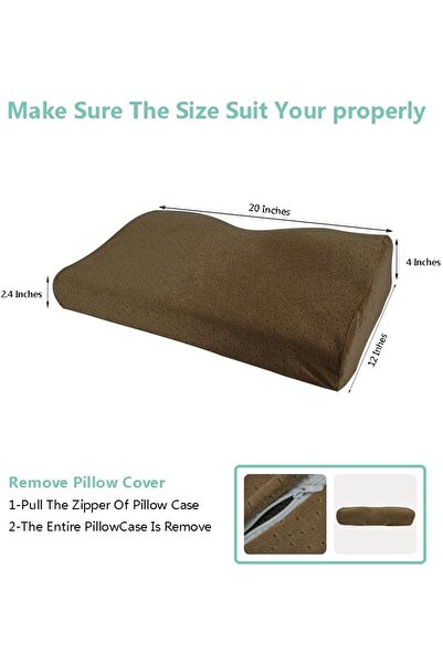 COOYA Contour Memory Foam Pillow, Orthopedic Sleeping, Adjustable Cervical, for Back, Stomach, Camel