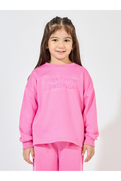 Styli Embossed Print Sweatshirt & Split Hem Pants Set