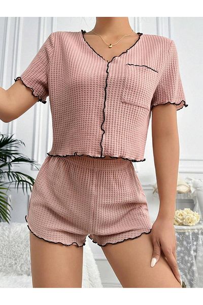 BELLA NOTTE Set de pijamale din bumbac trandafir uscat, tricotat special