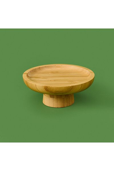 MİEN Mien Round Footed Bamboo Presentation Holder - Brown - 15X6 cm