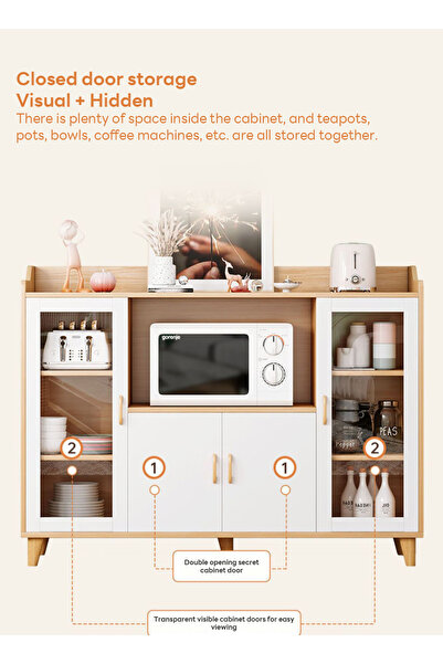 sharpdo Large Capacity Kitchen Cabinet, Independent Multi-Functional Sideboard 120*40*94CM