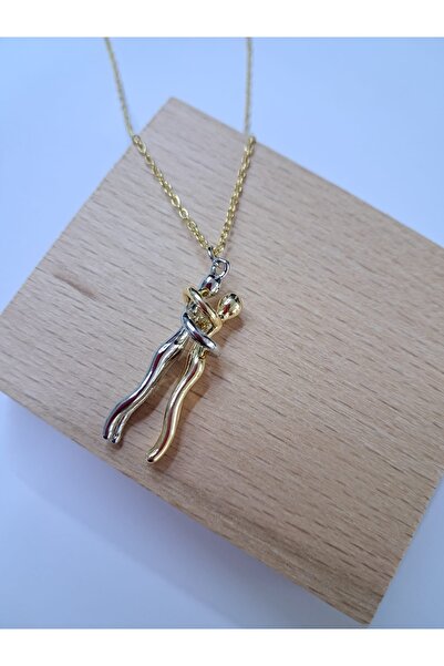 Çelik Hugable Valentines Couple Color Moving Design Steel Necklace