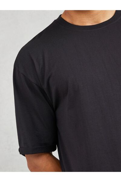 Styli Oversized Roll Up Sleeves Box T-shirt with Side Slit