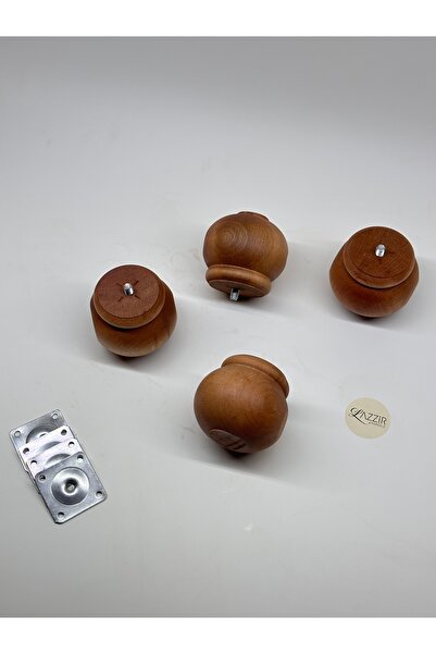 lazzir handle Picior boem elipsă din lemn (A27) (Diametru-7,5..Înălțime-7) Set de 4 picioare Include dispozitiv de montare