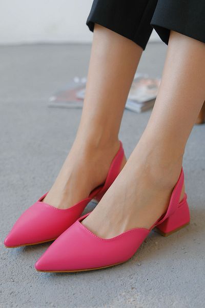 MODAADAM Pantofi Jozi de damă cu toc mic - piele fucsia