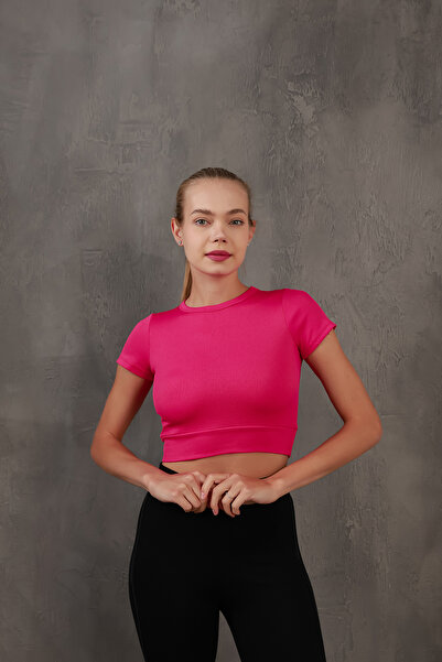 Miss Prova Corded Elastic Waist Crew Neck Crop Missbz2368