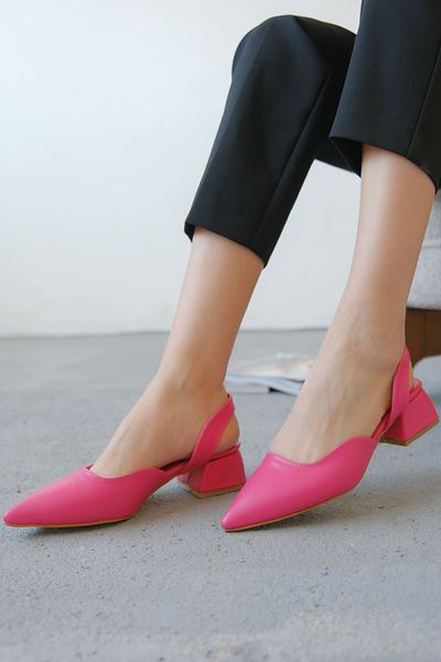 MODAADAM Pantofi Jozi de damă cu toc mic - piele fucsia