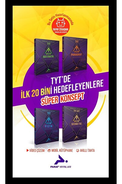 Prf Yayınları Paraf TYT De İlk 20 Bini Hedefleyenlere Süper Konsept 4 lü Set